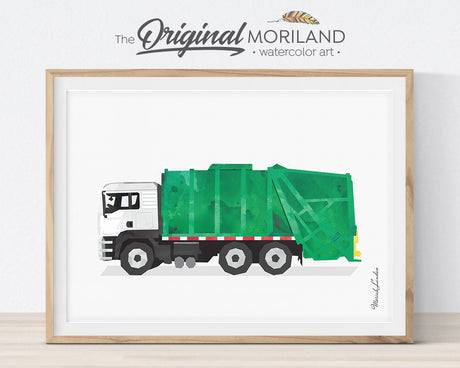 Fire Engine Print, Cement Truck, Garbage Truck Decor, School Bus Printable, Classroom Decor, Car Carrier, Vehicle, Tractor, Watercolor, Alphabet Poster