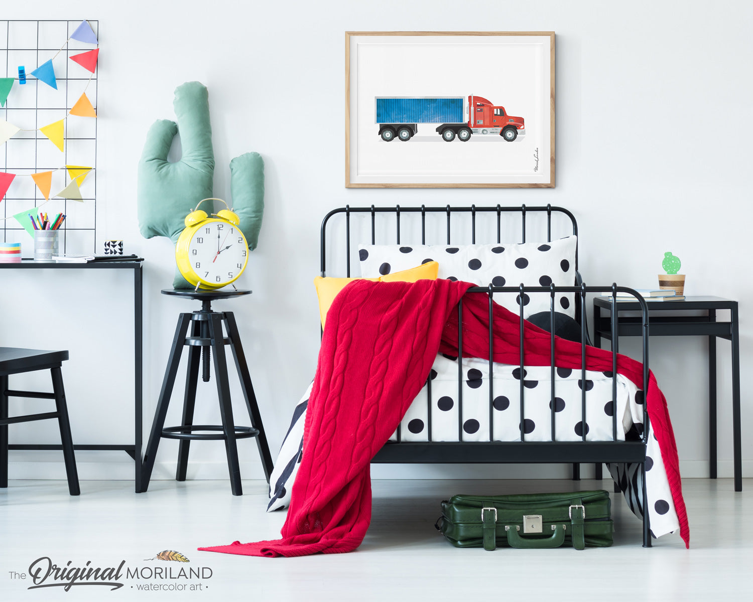 Semi Truck with Container Wall Art for Boys Room Decor