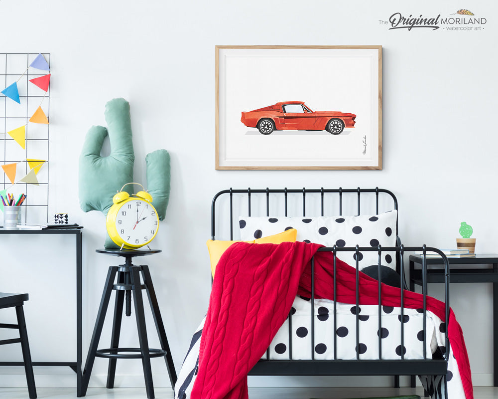 Ford Mustang Wall Art for Men's Office Decor and Boys Bedroom