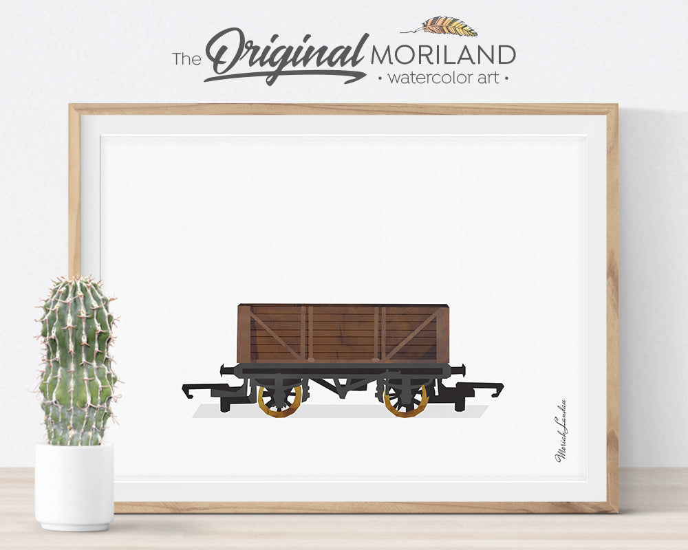 Train Prints, Train Themed Room Decor, Train Wagon Wall Art, Watercolor