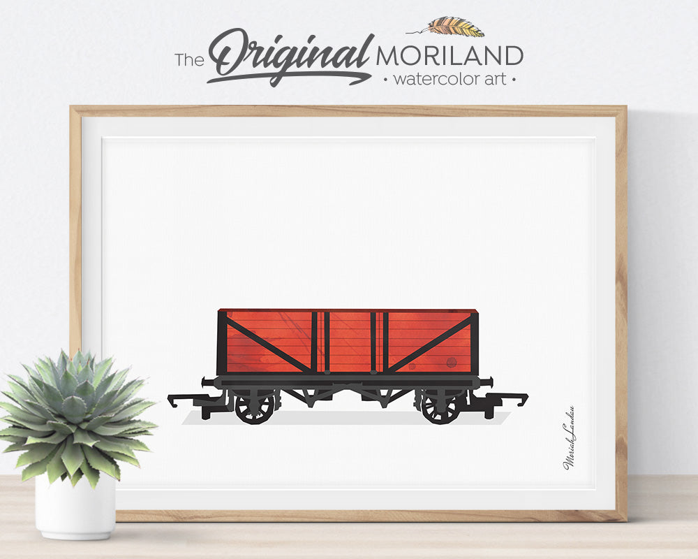 Train Prints, Train Themed Room Decor, Train Wagon Wall Art, Watercolor