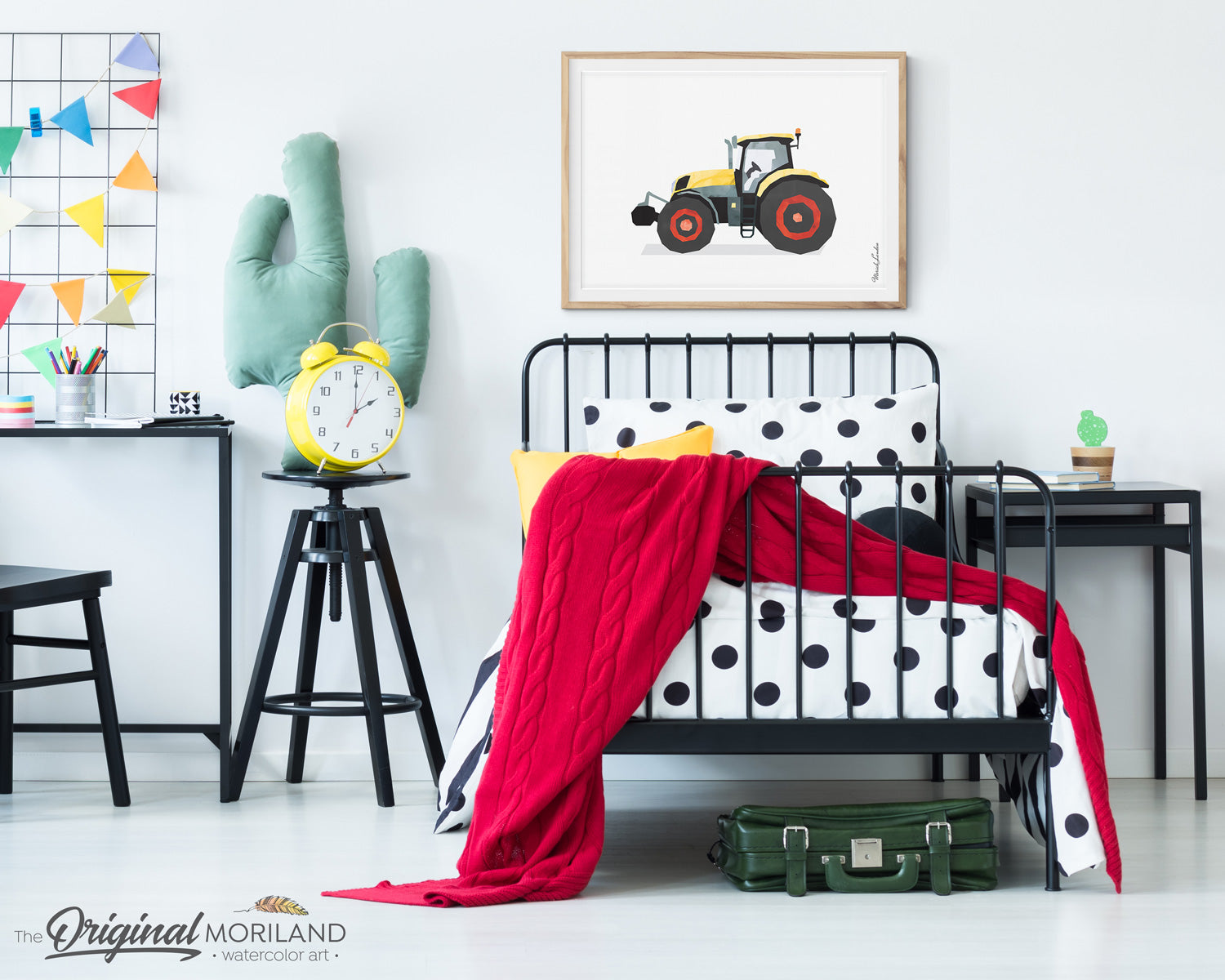 Yellow Tractor Wall Art for Boys Nursery Room Decor