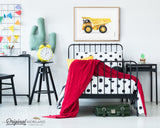 watercolor Dump Truck wall art print for big boy room and nursery decor