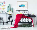 blue SUV print for boy room decor