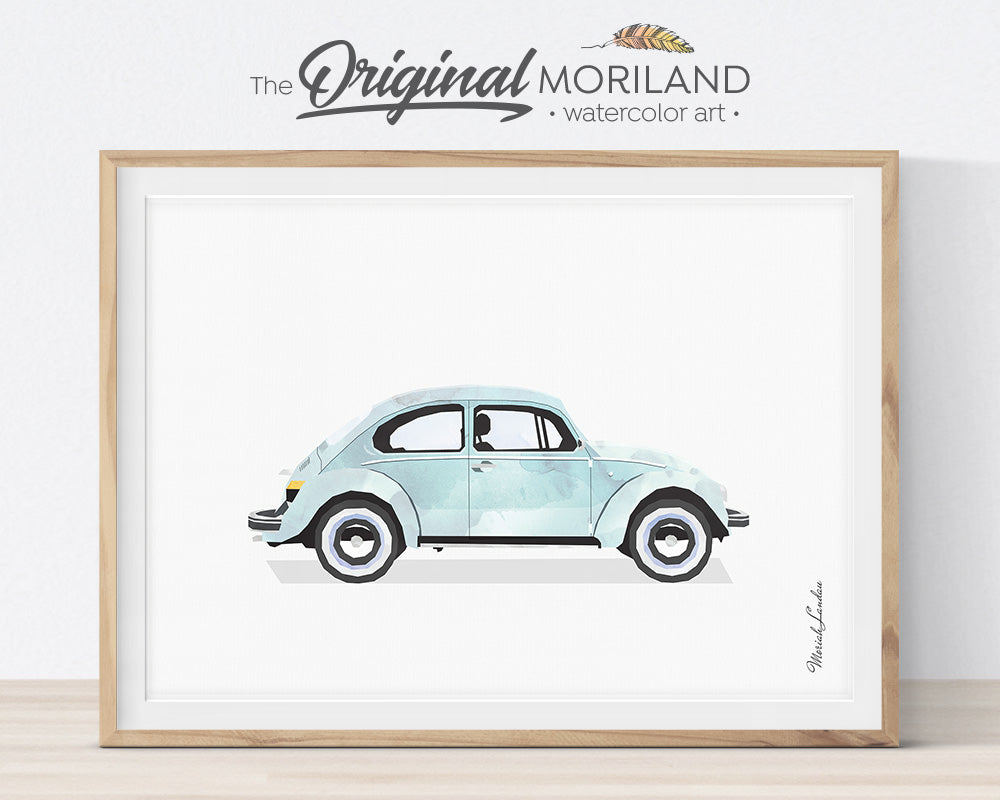 Transportation Wall Art, VW Beetle, Print, Toddler, Nursery Printable
