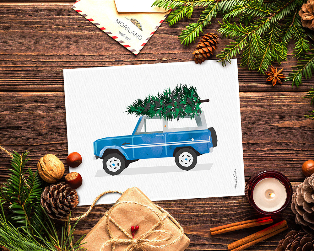Christmas Bronco car print printable for card, wall art and Christmas decorations