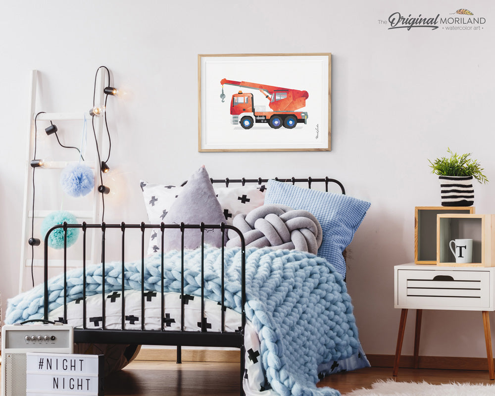 Crane Wall Art for Boy Bedroom Decor