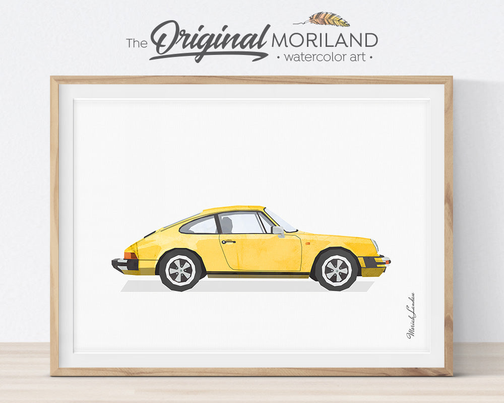 Transportation Wall Art, Porsche 911, Print, Toddler, Nursery Printable
