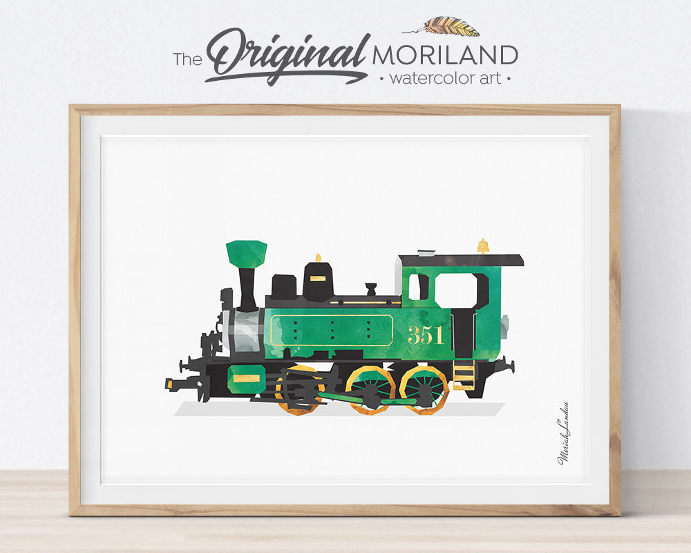 Train Prints, Train Themed Room Decor, Steam Engine Wall Art, Watercolor