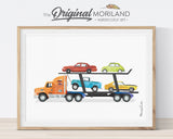 Fire Engine Print, Cement Truck, Garbage Truck Decor, School Bus Printable, Classroom Decor, Car Carrier, Vehicle, Tractor, Watercolor, Alphabet Poster
