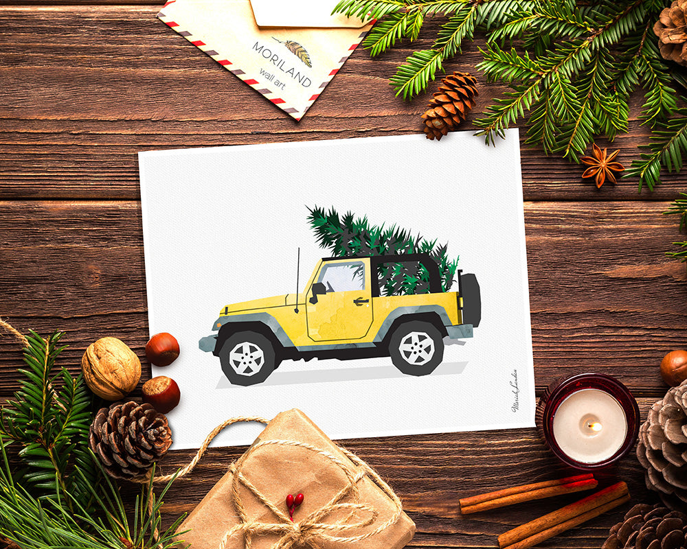 Christmas Jeep print printable for card, wall art and Christmas decorations