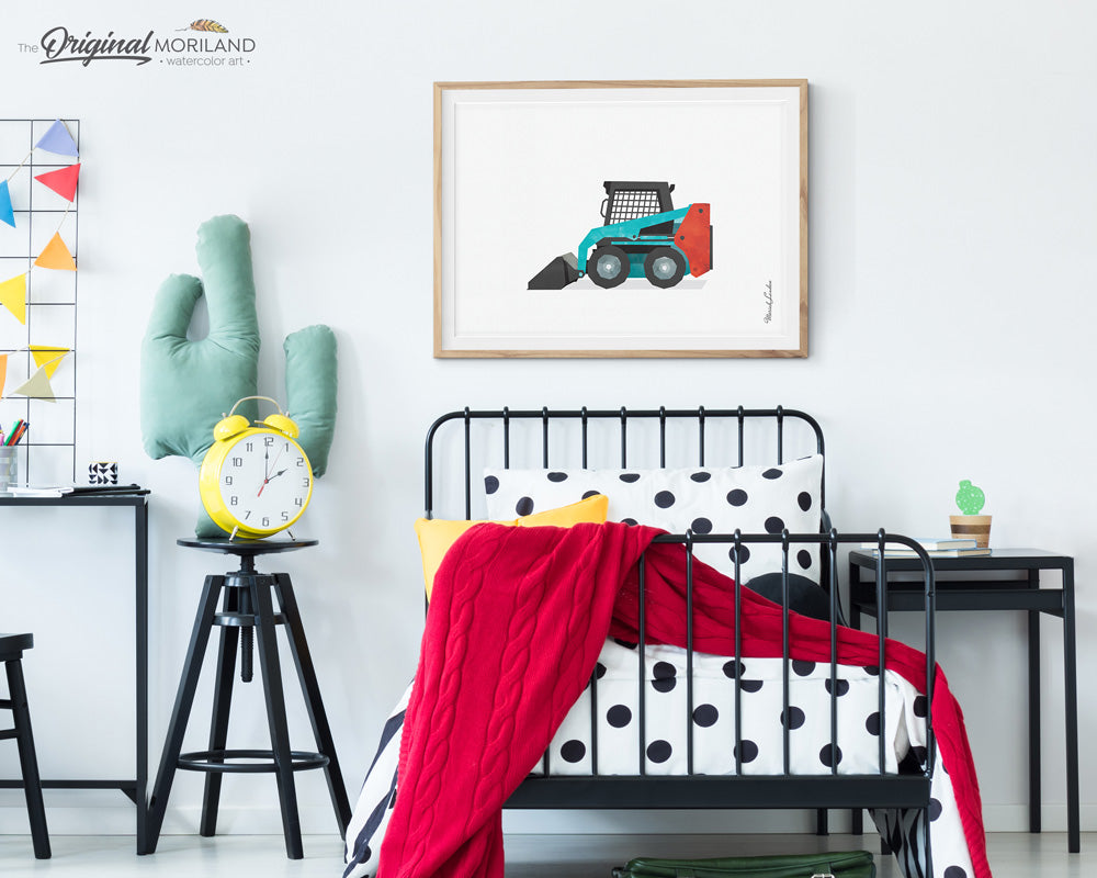 Turquoise Skid Steer Print for big boy room decor