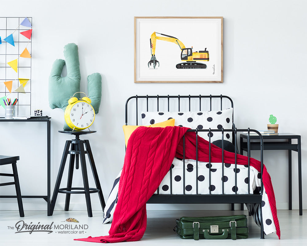 Material Handler digger Excavator Wall art for boys bedroom decor